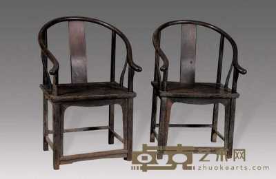 清 鸡翅木圈椅（2件） 高98cm